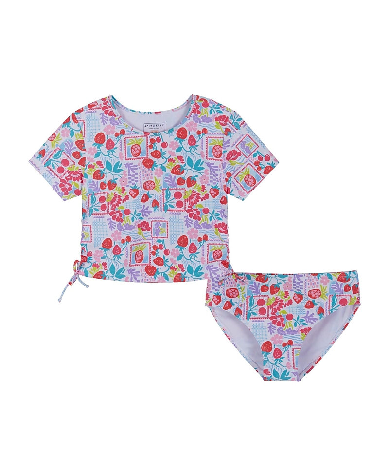Andy & Evan Girls' Short Sleeve Rashguard Set - Little Kid