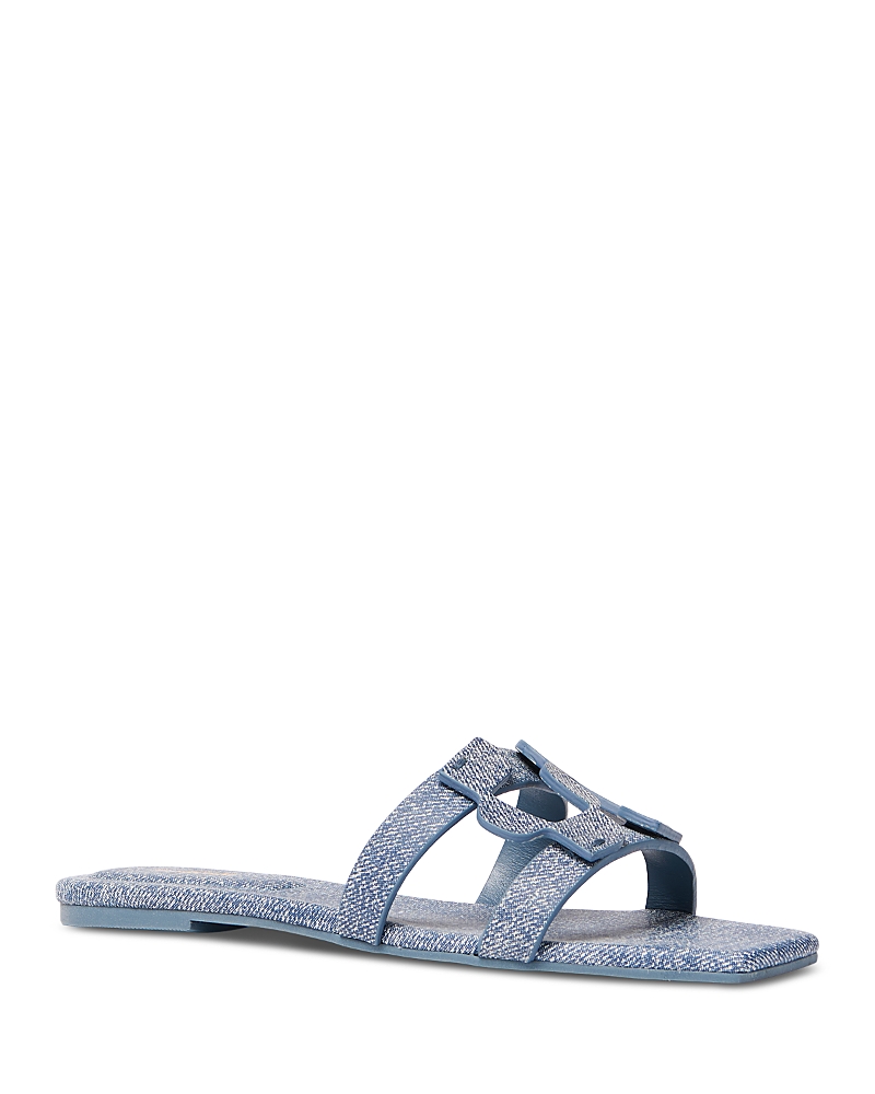 Simkhai Women's Monogram Denim Print Slides