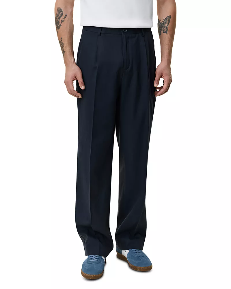 Les Deux Pleated Twill Suit Pants
