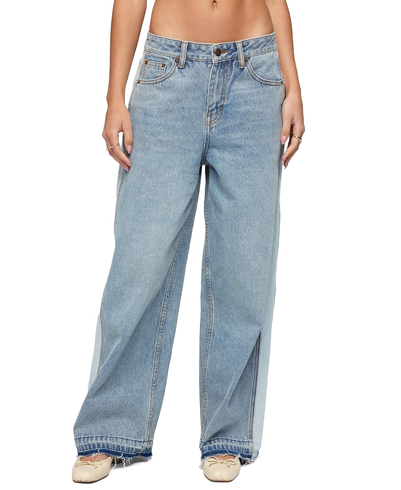 Edikted Cailin Contrast Panel Low Rise Baggy Jeans