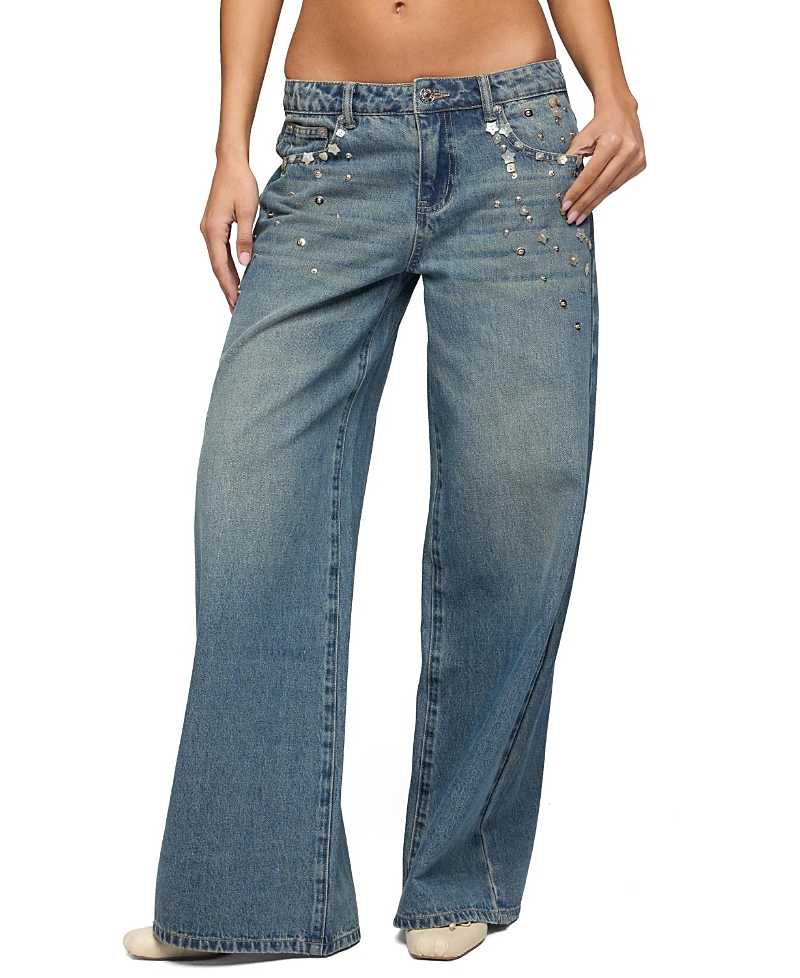 Edikted Mahlia Button Low Rise Baggy Jeans