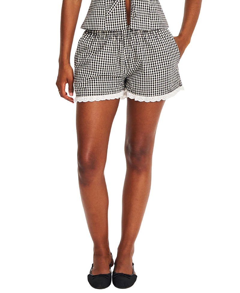 Miss Circle Qutayla Gingham Lace Trim Shorts