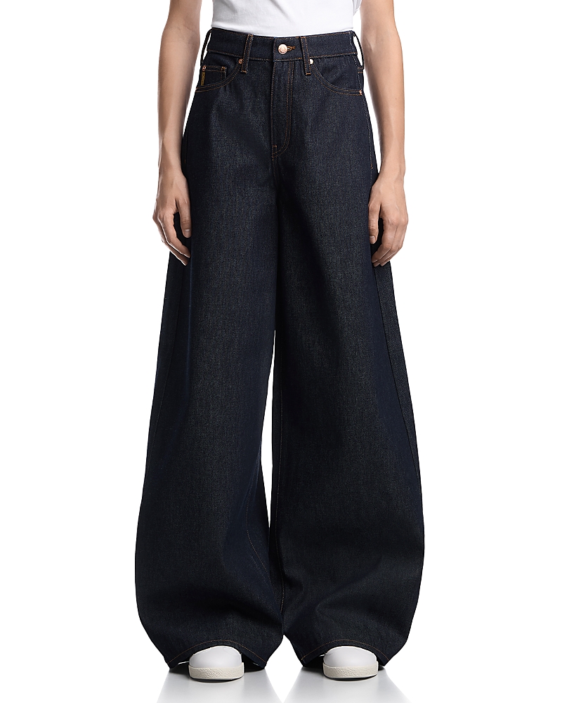 Emporio Armani High Rise Wide Balloon Leg Pants in Dark Blue Denim