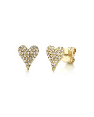14K Gold Kate Diamond Pav&eacute; Heart Stud Earrings, 0.14 tcw