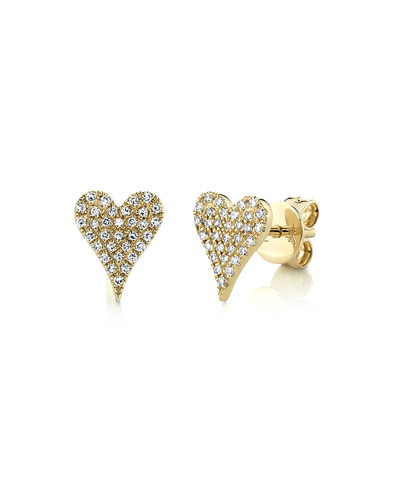 Shy Creation 14K Gold Kate Diamond Pave Heart Stud Earrings, 0.14 tcw · OS