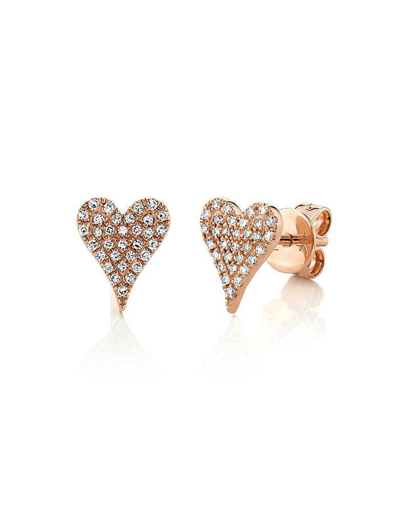 Shy Creation 14K Gold Kate Diamond Pave Heart Stud Earrings, 0.14 tcw