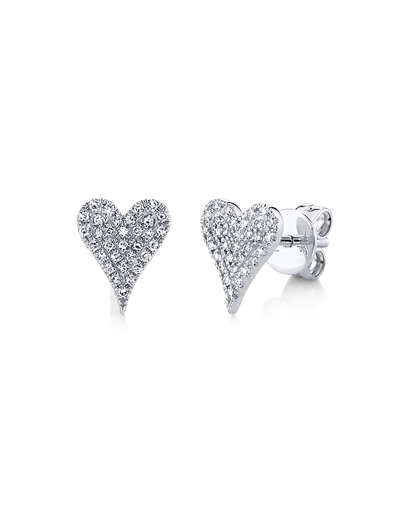 Shy Creation 14K Gold Kate Diamond Pave Heart Stud Earrings, 0.14 tcw