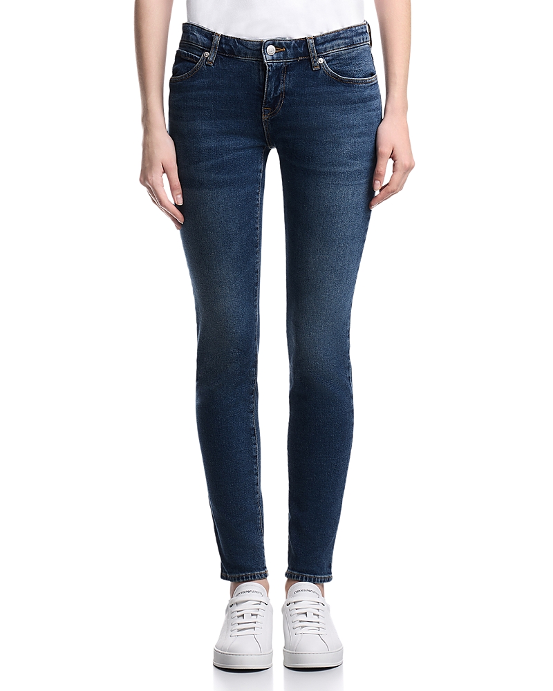 Emporio Armani Low Rise Skinny Jeans in Dark Blue Denim