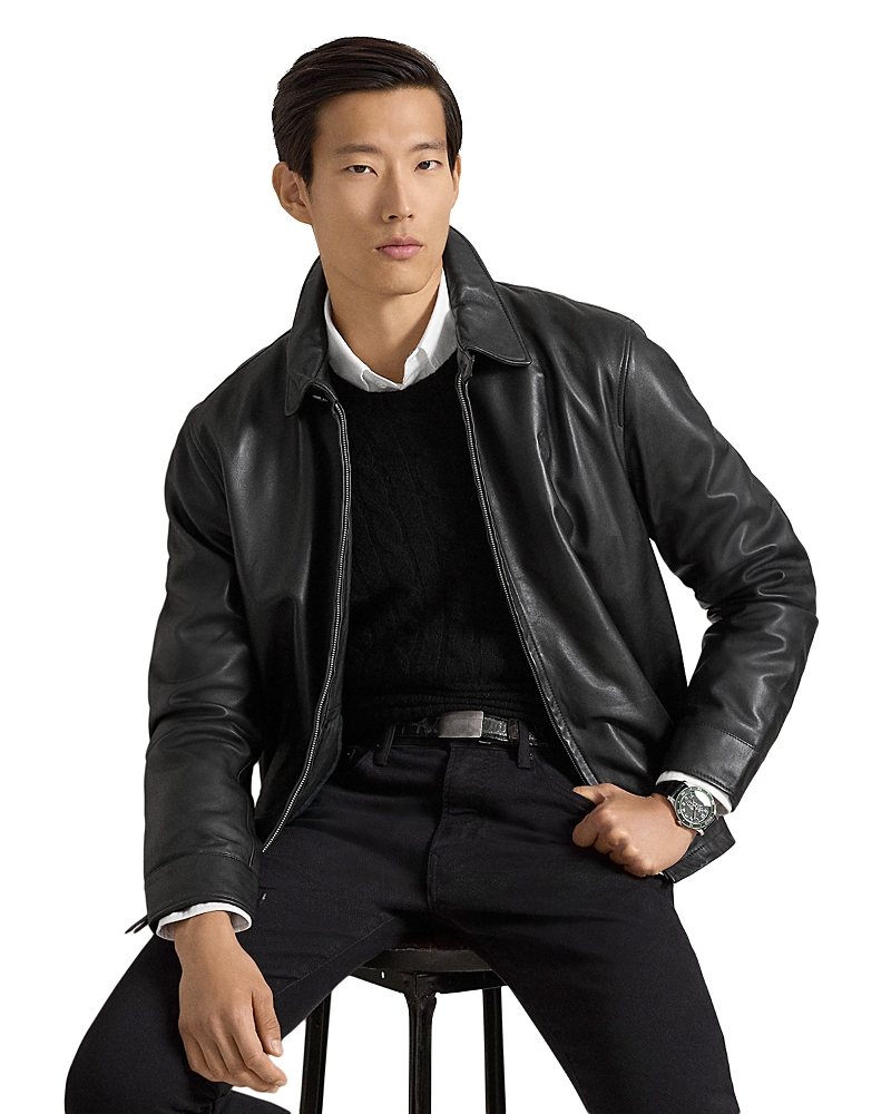 Polo Ralph Lauren Maxwell Lambskin Leather Zip Jacket