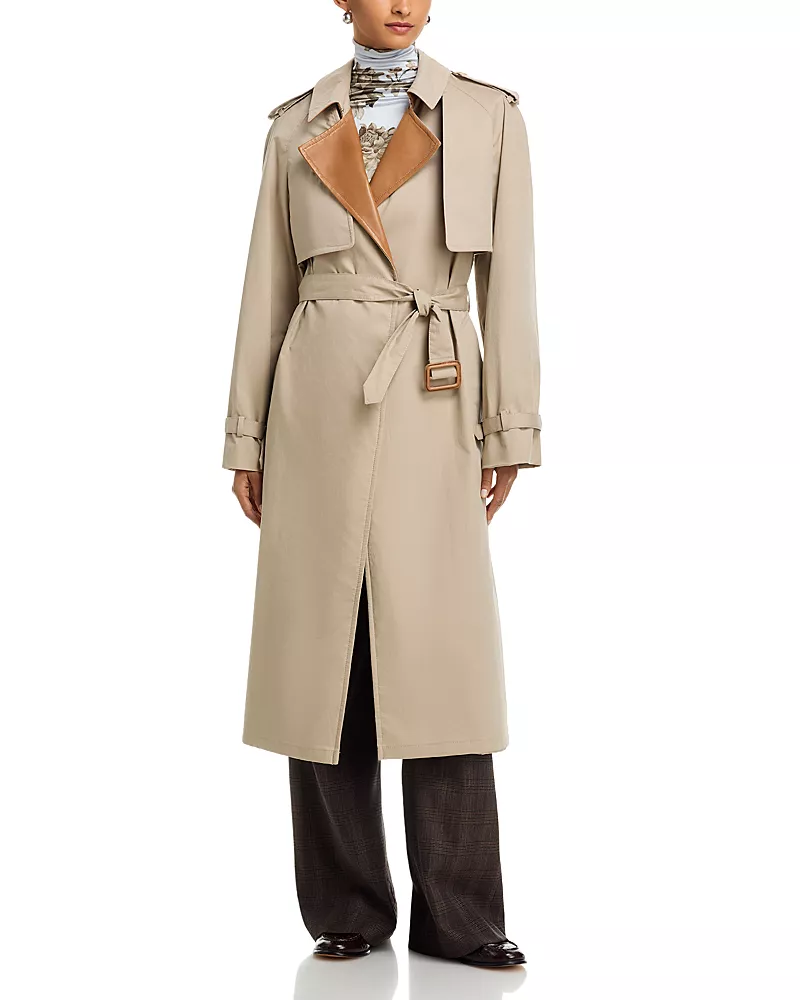 Acne Studios Belted Leather Lapel Trench Coat
