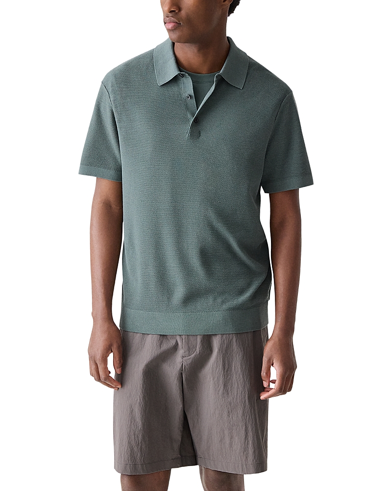 Theory Nocturne Navy Silk Cotton Polo Shirt