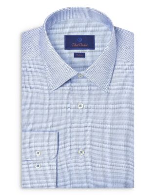 Trim Fit Stretch Twill Micro Check Dress Shirt