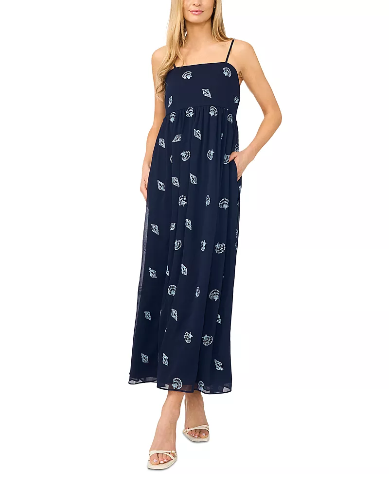 CeCe Embroidered Seashell Maxi Dress