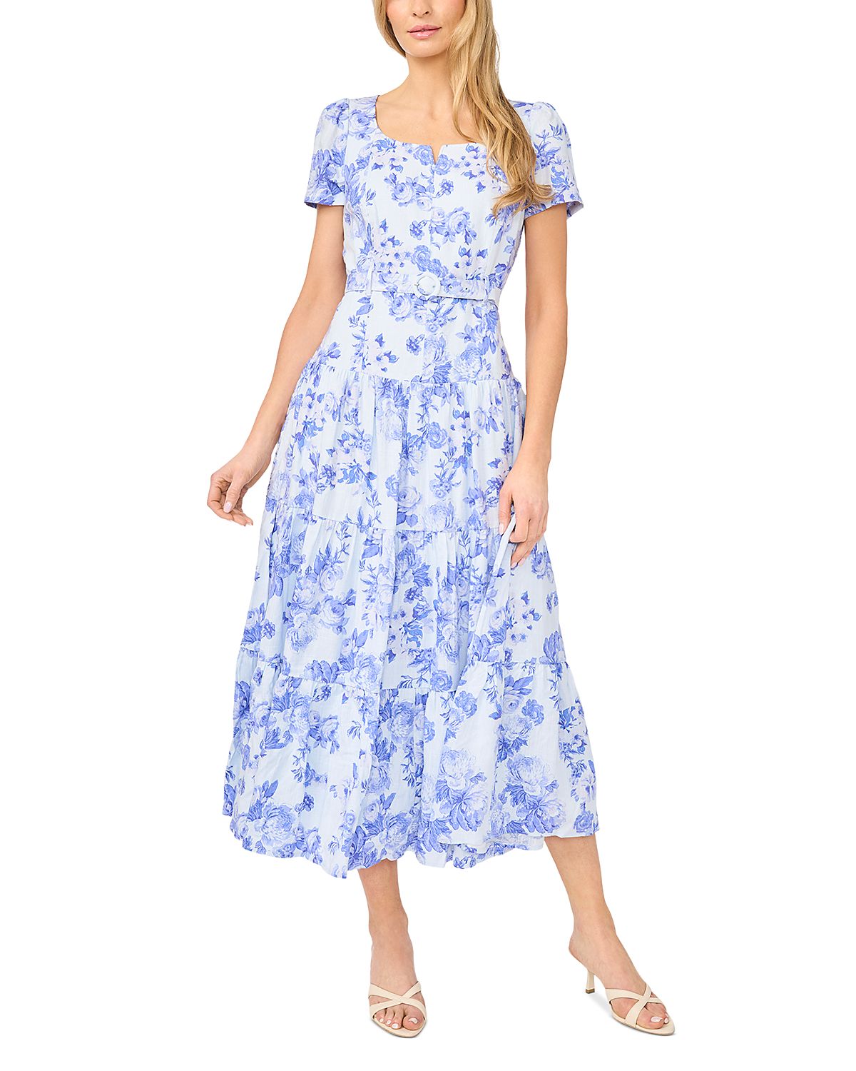 CeCe Short Sleeve Belted Midi Dress