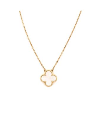  Vintage Alhambra Pendant Necklace 18K Gold and Mother of Pearl, 16.5"