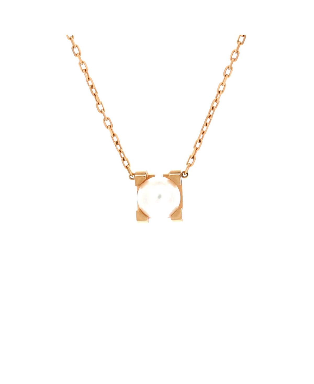 Pre-Owned Cartier C de Cartier Necklace 18K Rose Gold and Pearl, 16.25
