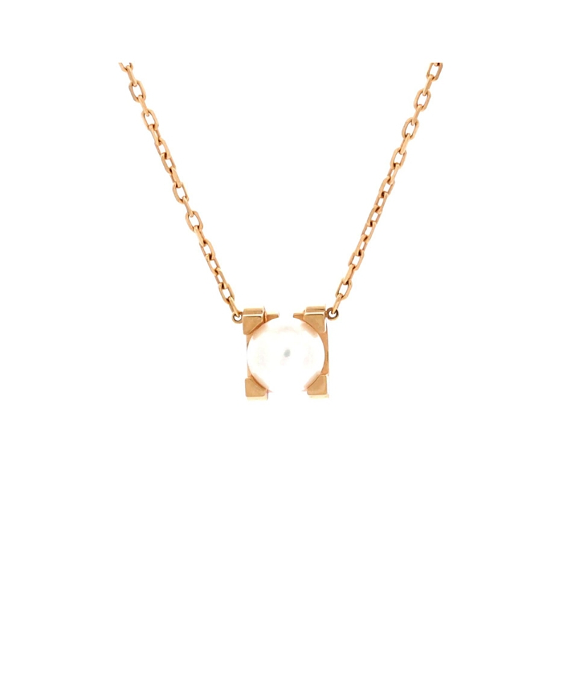 Pre-Owned Cartier C de Cartier Necklace 18K Rose Gold and Pearl, 16.25