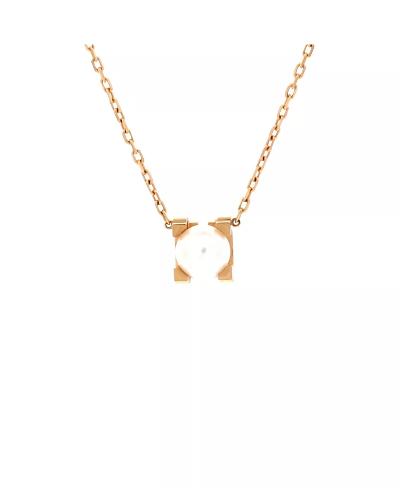 Pre-Owned Cartier C de Cartier Necklace 18K Rose Gold and Pearl, 16.25