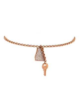  Small Kelly Clochette Chain Bracelet 18K Rose Gold with Pave Diamonds