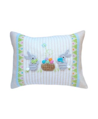  Knit Cotton Easter Basket Bunny 8x11" Pillow