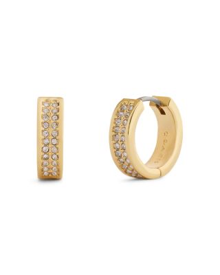 Pav&eacute; Huggie Hoop Earrings