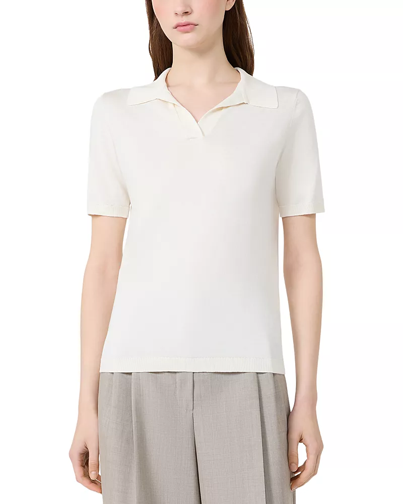 Weekend Max Mara Wkdroncolo Ecro Silk & Cotton Polo Top