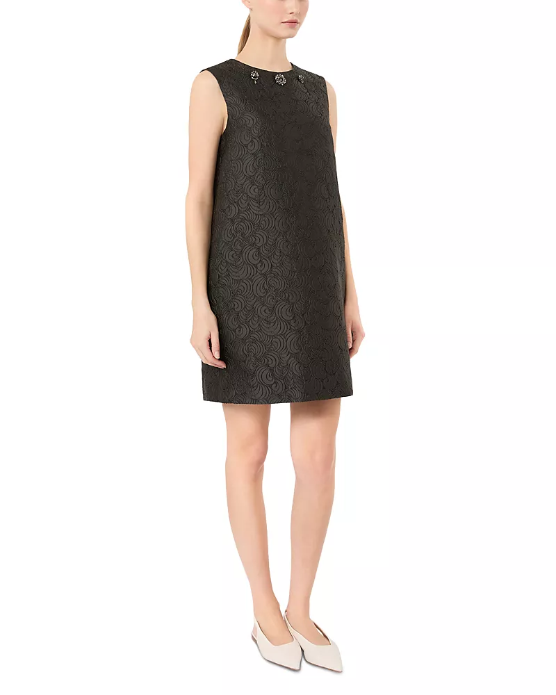 Max Mara Stmvicolo Embellished Jacquard Dress
