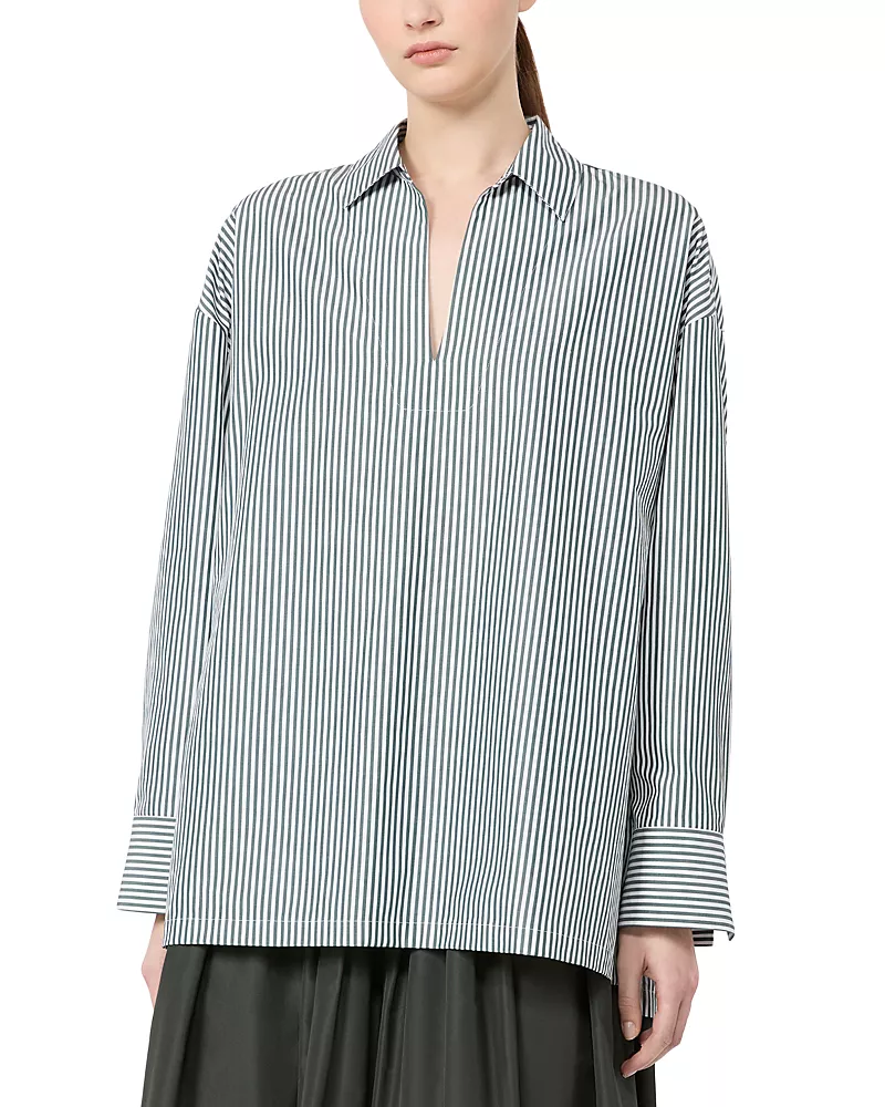 Max Mara Smmcristel Dark Green Cotton Blouse