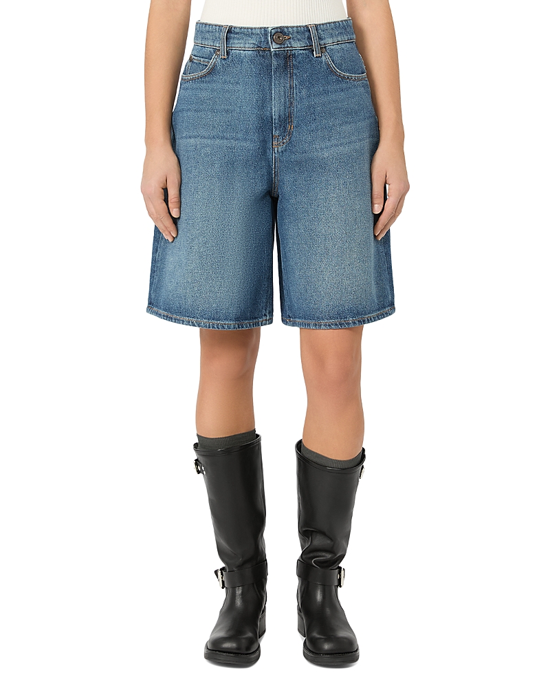 Weekend Max Mara Wkddonnola Cotton Denim Bermuda Shorts in Navy