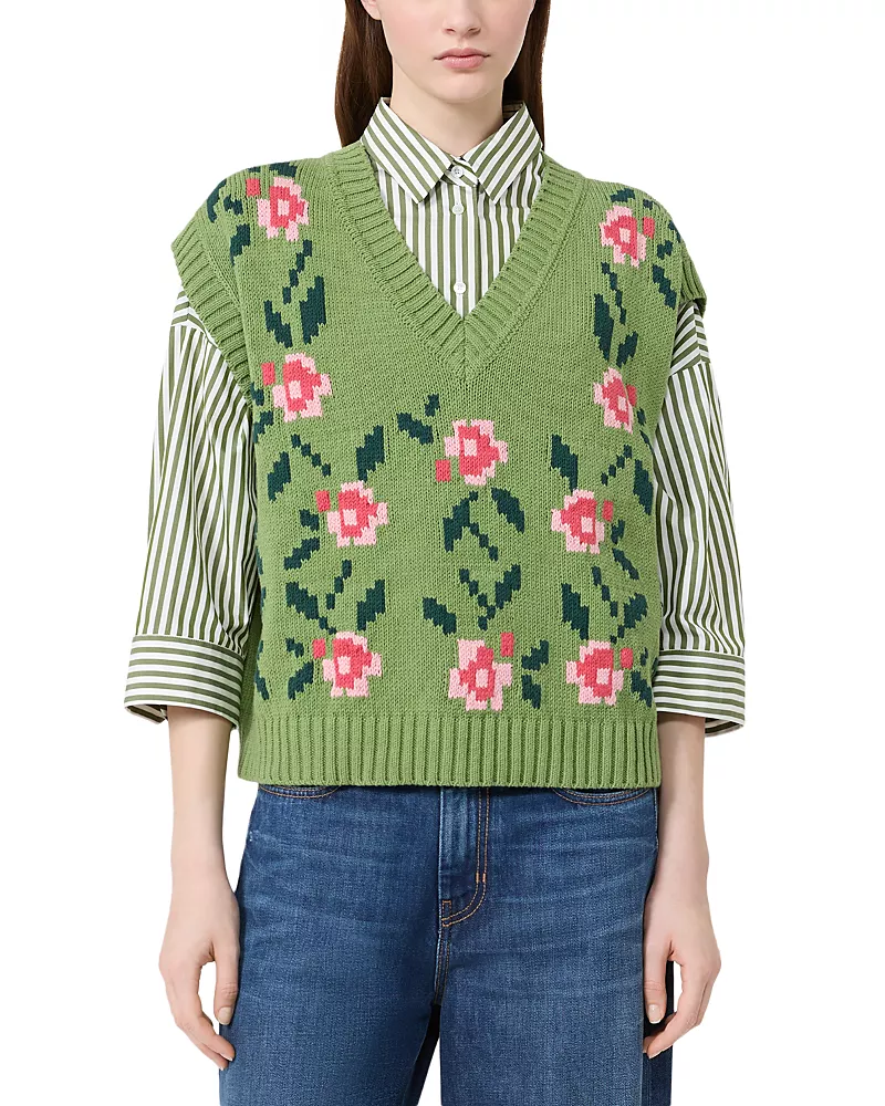 Weekend Max Mara Wkdalamaro Green Knit Waistcoat