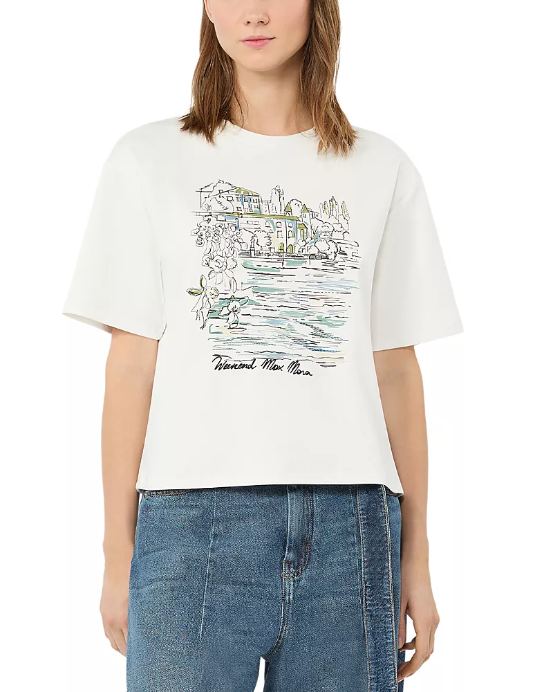 Weekend Max Mara Wkdsala White Cotton Crewneck Tee