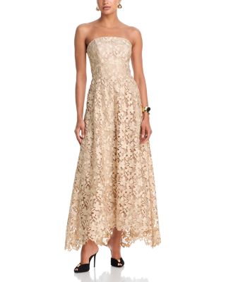 Strapless Floral Lace Gown - Exclusive 