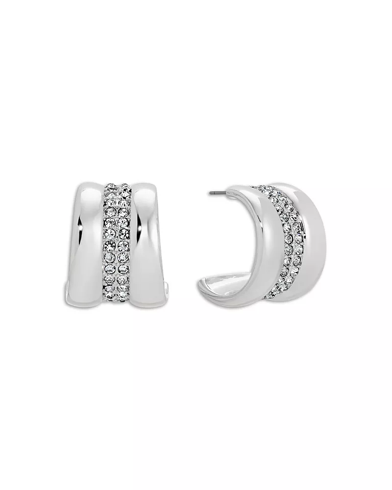 Ettika Pave Cubic Zirconia Hoop Earrings, 0.8 diameter