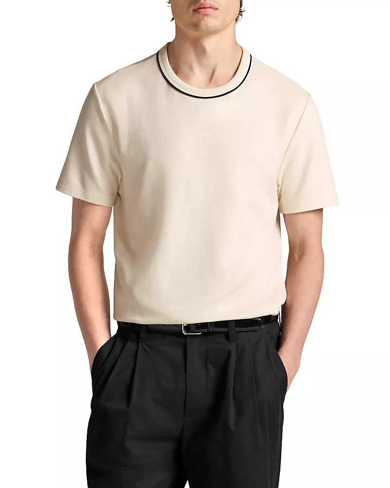 Vince Tipped Pima Pique Short Sleeve Crewneck Tee