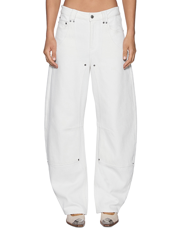 Ksubi Mid Rise Barrel Carpenter Jeans in Chalk White