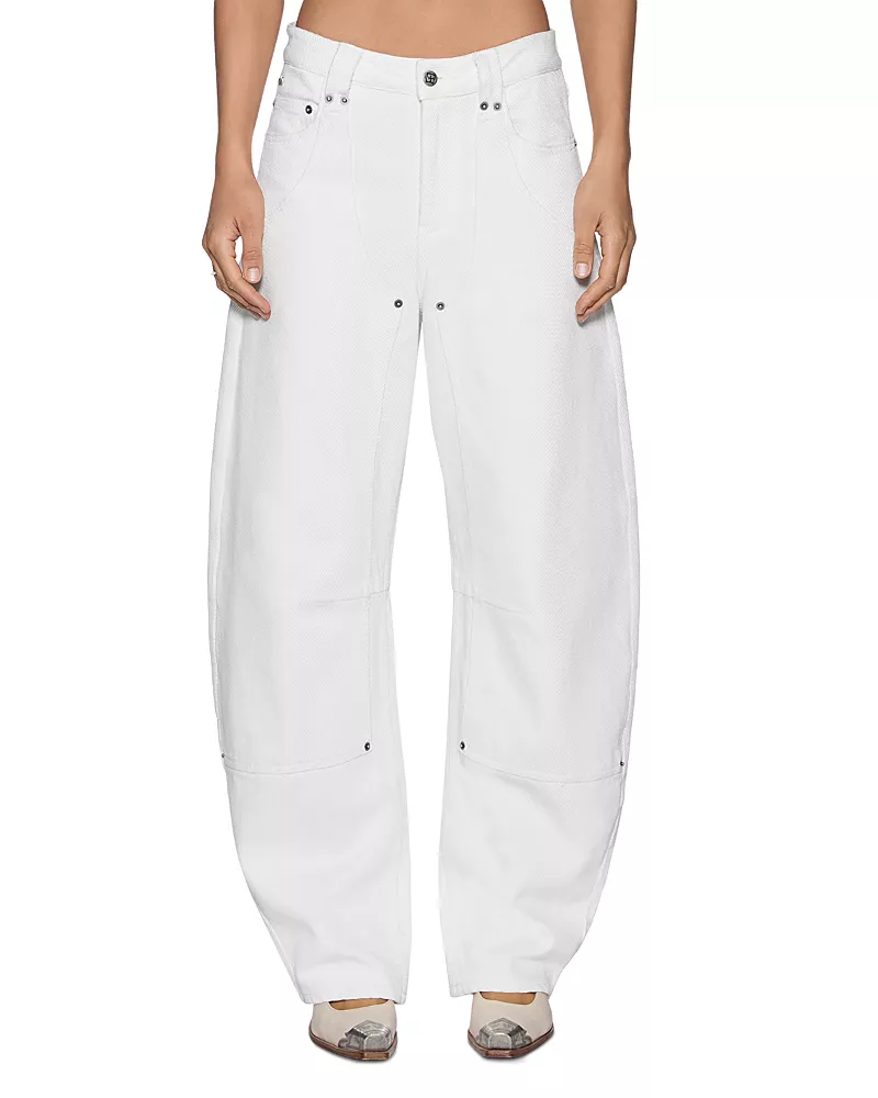 Ksubi Mid Rise Barrel Carpenter Jeans in Chalk White