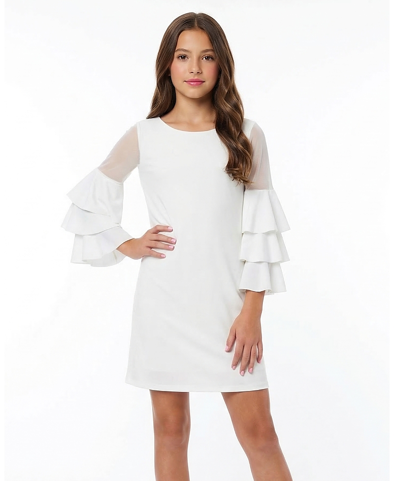 Un Deux Trois Girls' Tiered Sleeve Dress - Big Kid