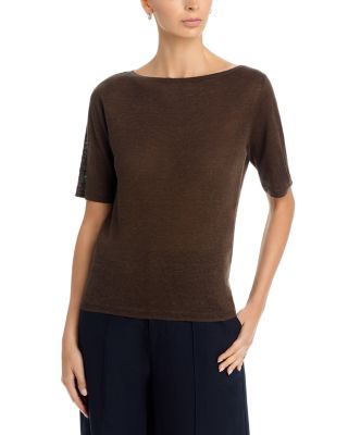 Majestic Filatures Linen Boat Neck Top