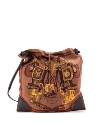 PM Silky City Bag Printed Silk and Leather