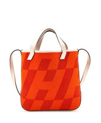 27 Cabas H en Biais Tote Canvas with Leather