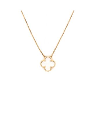  Vintage Alhambra Pendant Necklace 18K Gold and Mother of Pearl, 16.25"
