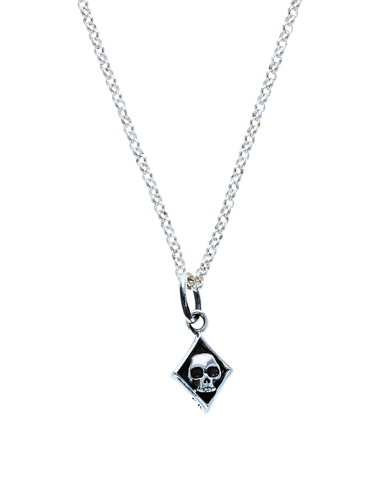 King Baby Studio Sterling Silver High Roller Club Micro Skull Diamond Suit Pendant Necklace, 18