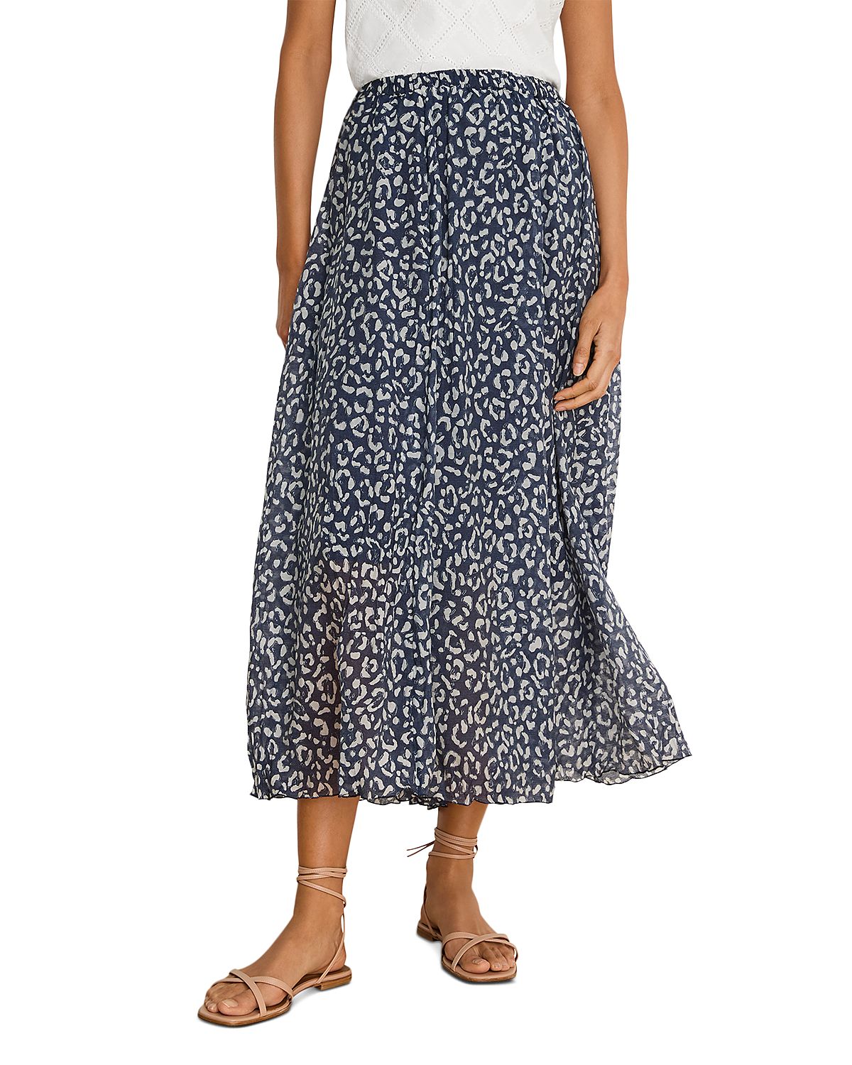 Nic+Zoe Crinkle Leopard Sketch Midi Skirt