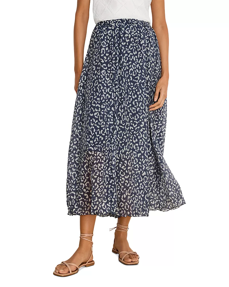 Nic+Zoe Crinkle Leopard Sketch Midi Skirt