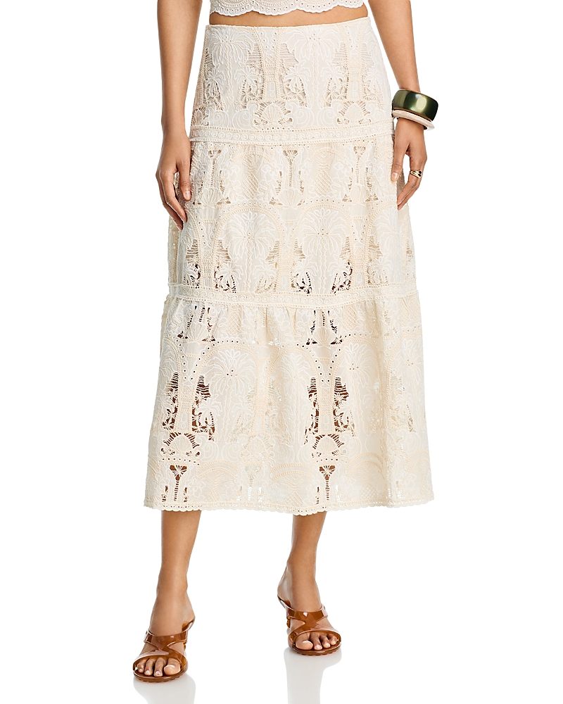 Aqua Mixed Lace Maxi Skirt - Exclusive