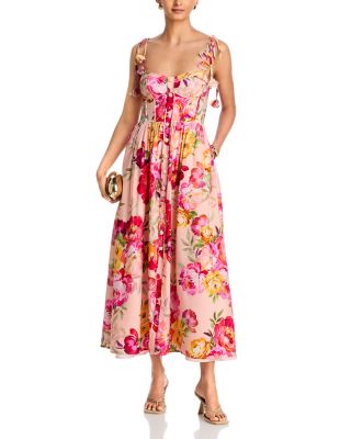 beach fancy dress ideas L'AGENCE Cheri Cover-Up Dress in Multi Soft Cloud Floral main image 1