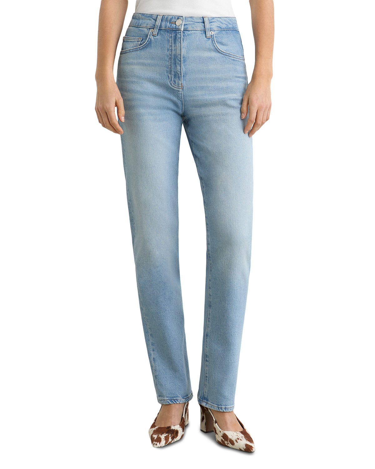 Aubrey High Rise Straight Leg Jeans in Light Blue