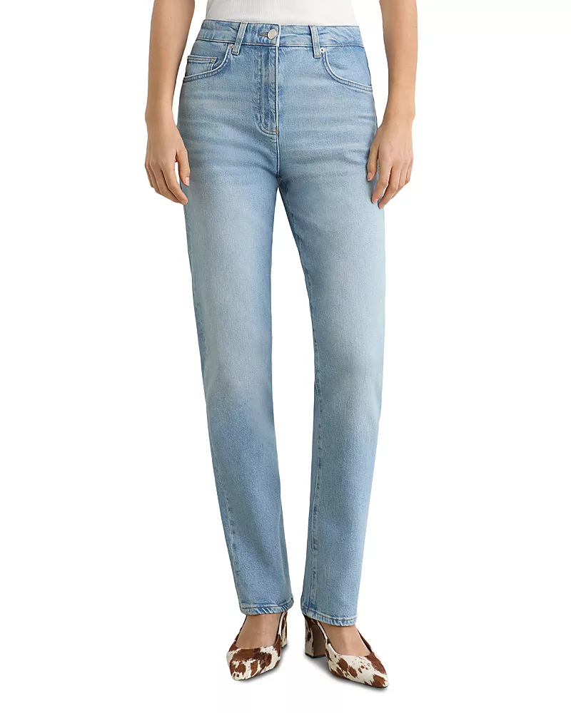 Reiss Aubrey High Rise Straight Leg Jeans in Light Blue