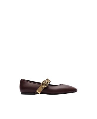  Women's Check Strap Leather Robin Ballerinas