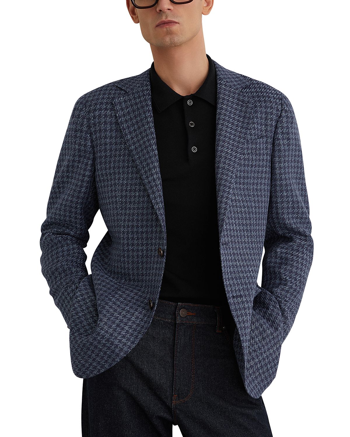 Reiss Romana Tailored Fit Single Breasted Two Button Notch Dogstooth Blazer